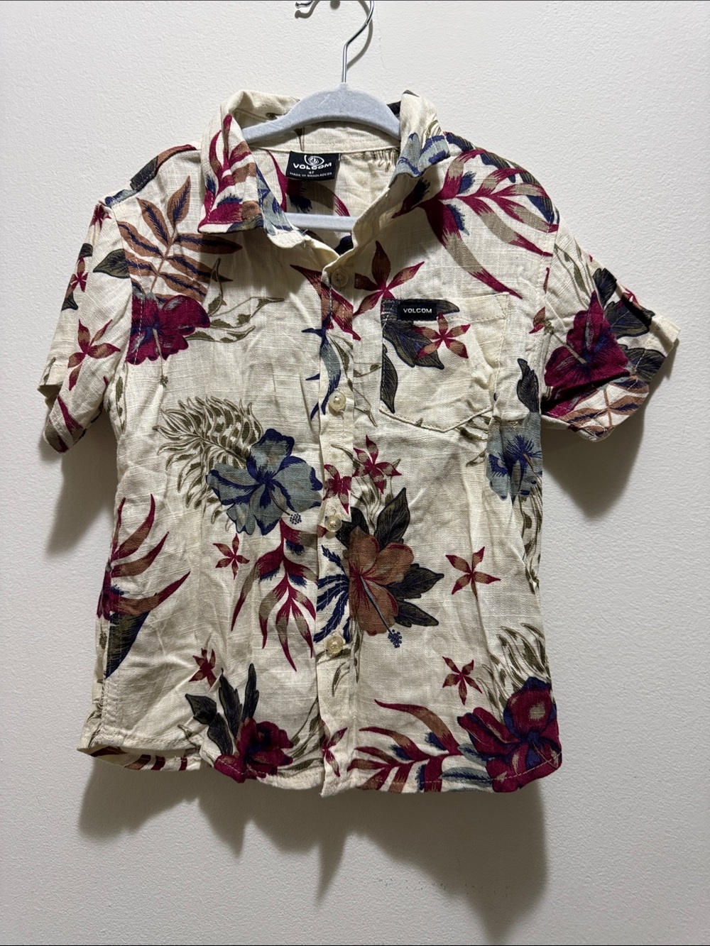 Volcom Cream Tropical Floral Short-Sleeve Shirt